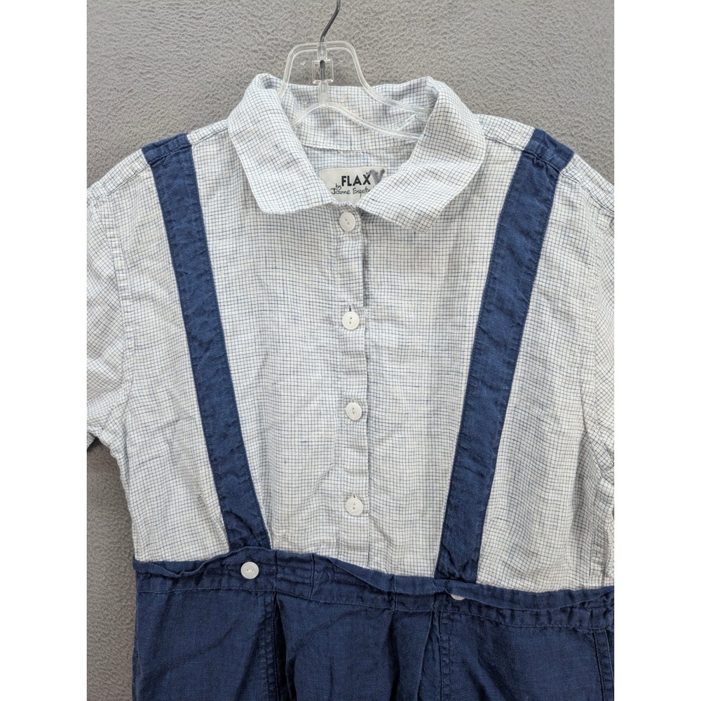 FLAX by Jeanne Engelhart 100% Linen Jumper Dress w/ Inner Collared Shirt Small - Picture 4 of 12